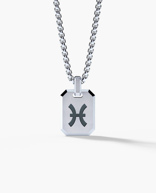 PISCES MINI ZODIAC Dog Tag Silver Pendant
