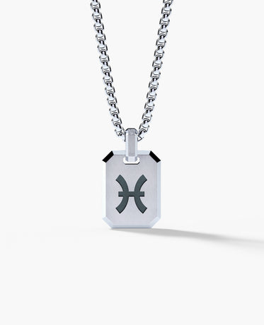 PISCES MINI ZODIAC Dog Tag Silver Pendant