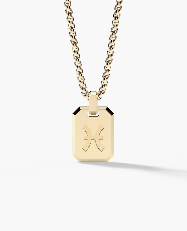 PISCES MINI ZODIAC Dog Tag Gold Pendant
