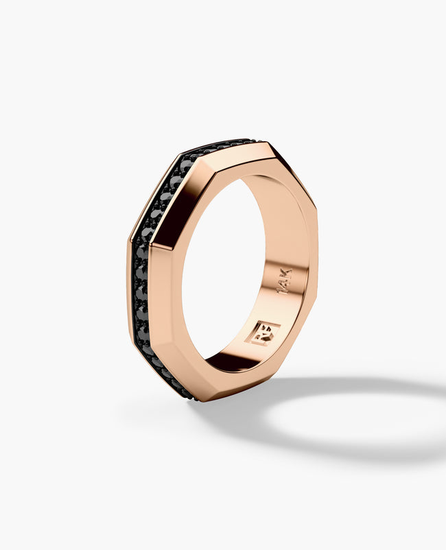 DENTON Gold Ring with 0.80ct Black Diamonds