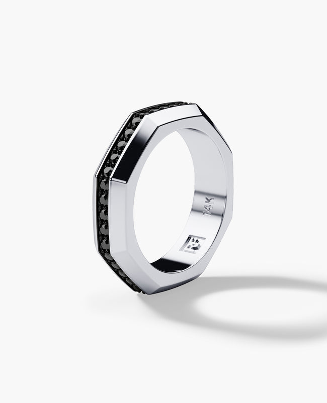 DENTON Gold Ring with 0.80ct Black Diamonds