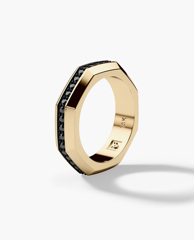 DENTON Gold Ring with 0.80ct Black Diamonds