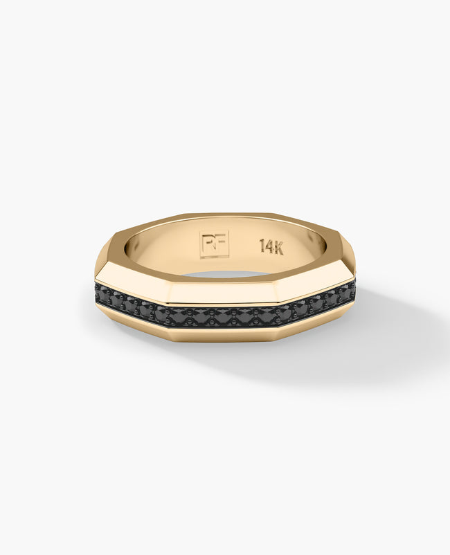 DENTON Gold Ring with 0.80ct Black Diamonds