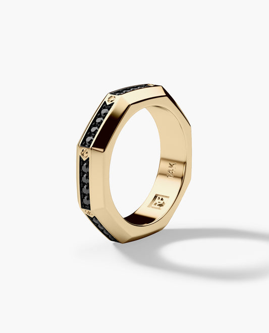 LINCOLN Gold Ring with 0.60ct Black Diamonds