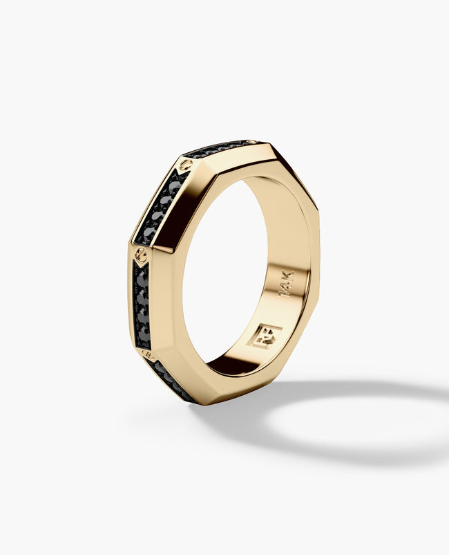 DENTON Gold Ring with 0.60ct Black Diamonds