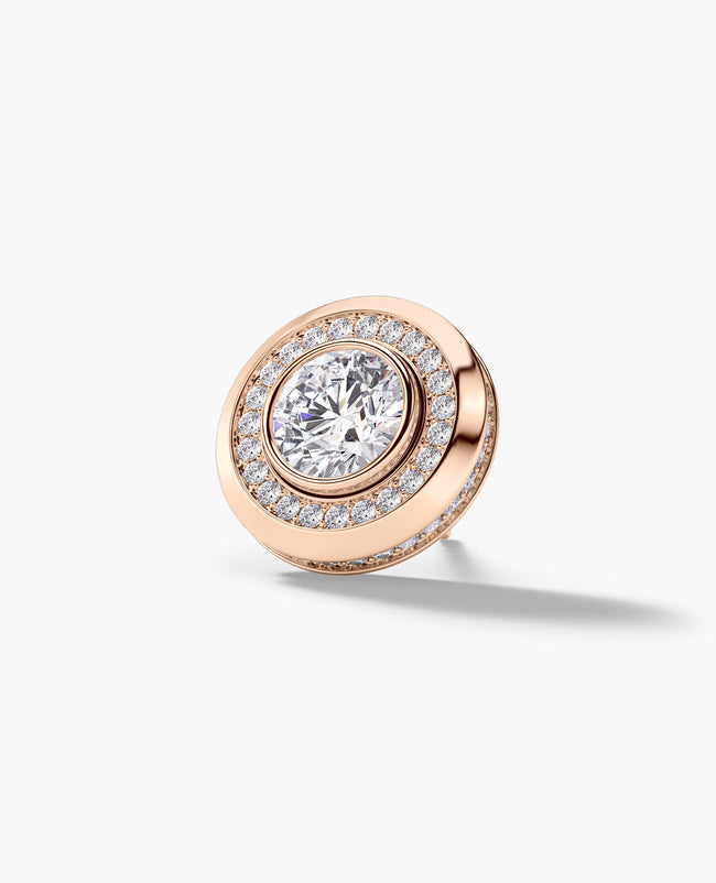 HALO Gold Round Cut Single Stud Earring with 1.35ct Diamonds
