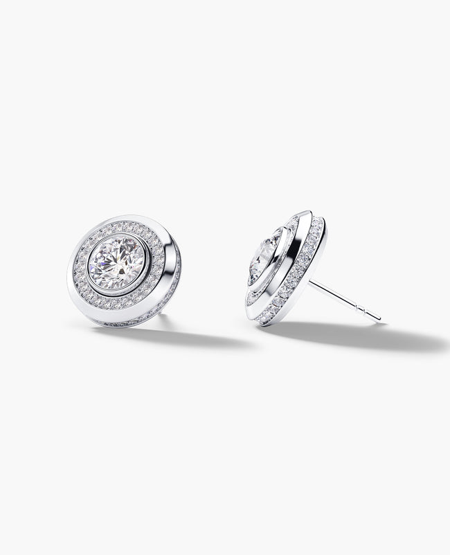HALO Gold Round Cut Single Stud Earring with 1.35ct Diamonds