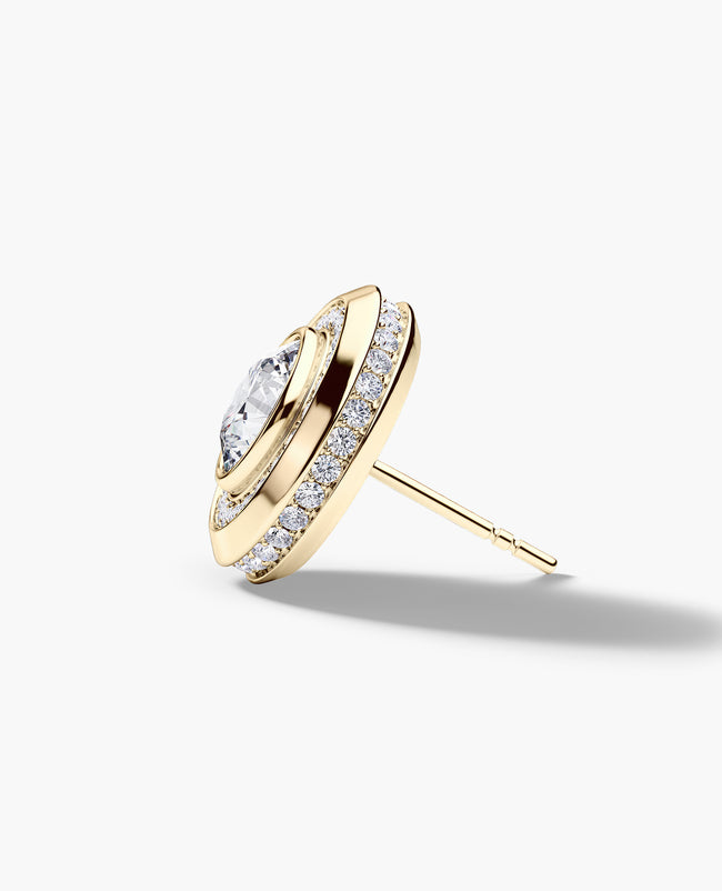 HALO Gold Round Cut Single Stud Earring with 1.35ct Diamonds
