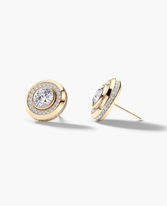 Ready to Ship - HALO Gold Round Cut Single Stud Earring with 0.80ct Diamonds