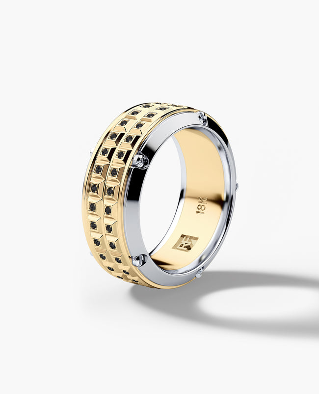 CALHOUN Two-Tone Gold Ring with 0.30ct Black Diamonds