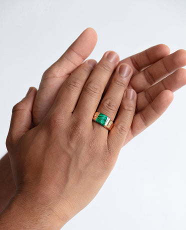 Ready to Ship - MONTANA Gold Signet Ring with Malachite