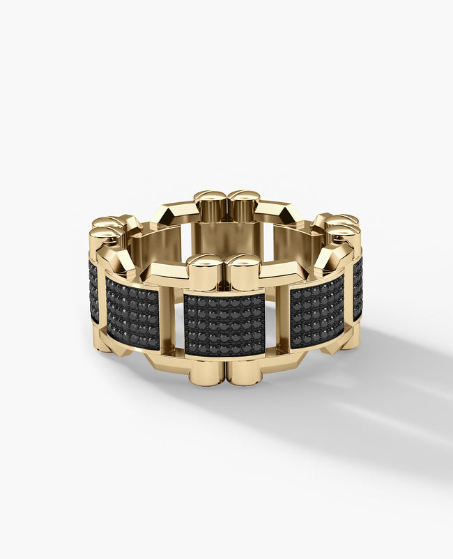 MOSS Gold Ring with 0.70ct Black Diamonds