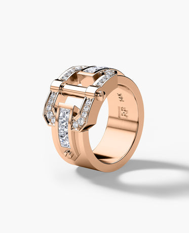 FORTUNA Belt Buckle Gold Ring with 1.50ct Diamonds