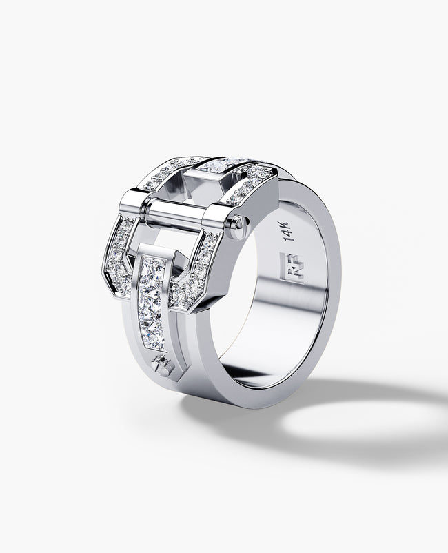 FORTUNA Belt Buckle Gold Ring with 1.50ct Diamonds