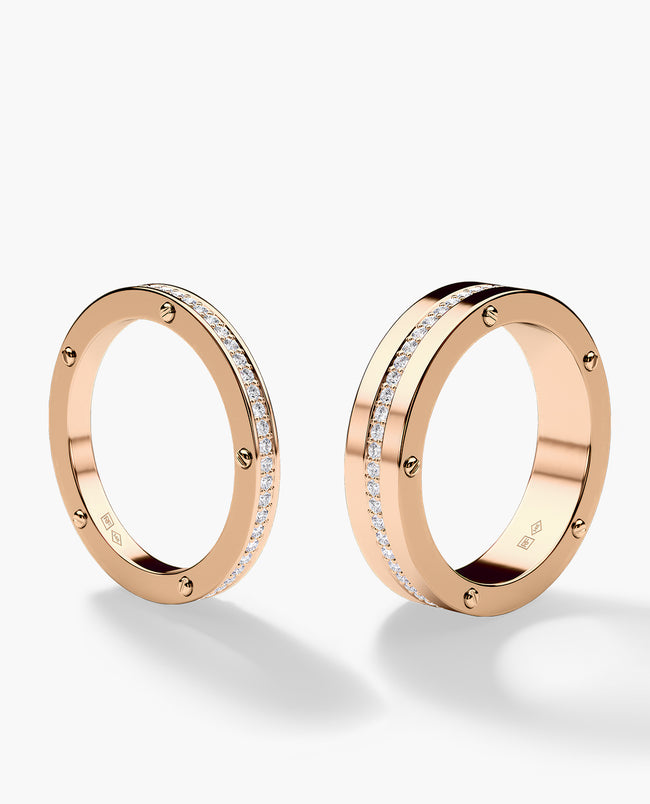 NORSE Gold Matching Diamond Wedding Band Set