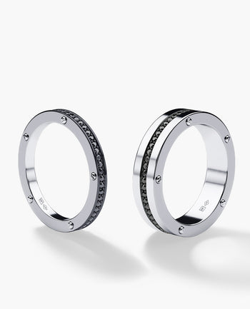 Sample - NORSE Gold Matching Black Diamond Wedding Band Set