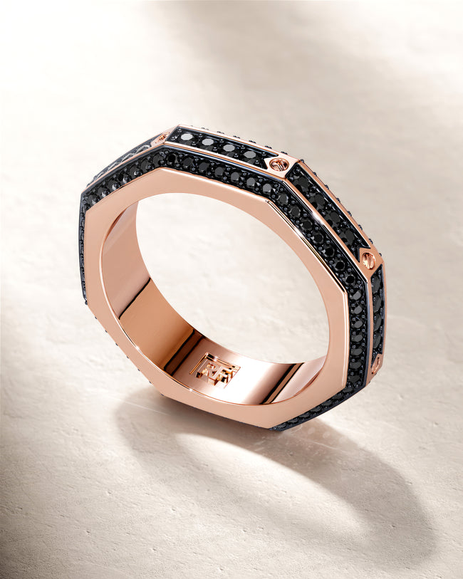 LINCOLN Gold Ring with 1.50ct Black Diamonds