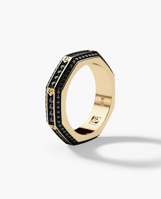 LINCOLN Gold Ring with 1.50ct Black Diamonds