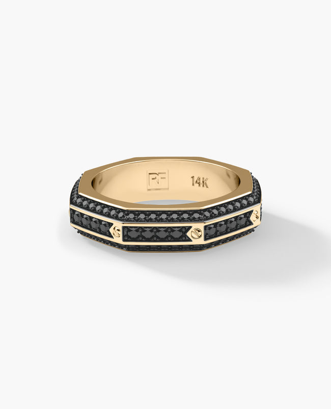 LINCOLN Gold Ring with 1.50ct Black Diamonds