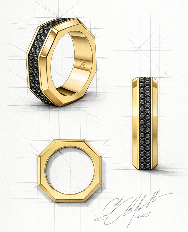 LINCOLN Gold Ring with 1.60ct Black Diamonds