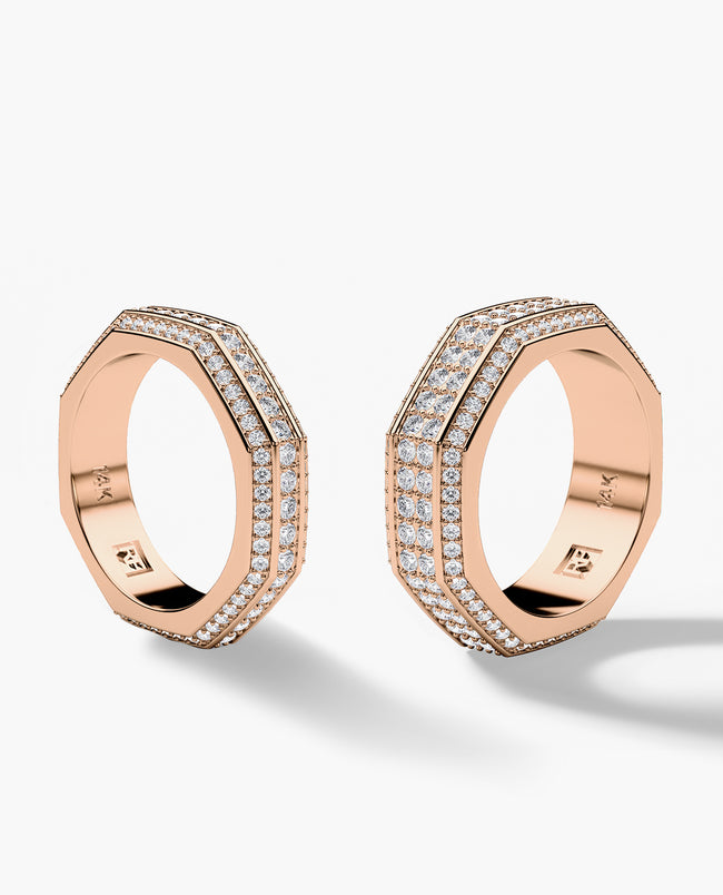 LINCOLN Gold Matching Wedding Band Set with 2.40ct & 1.65ct Diamonds
