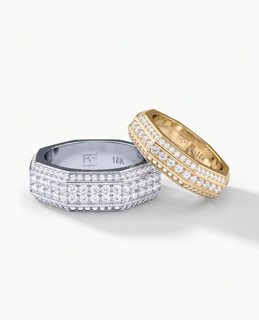 LINCOLN Gold Matching Wedding Band Set with 2.40ct & 1.65ct Diamonds
