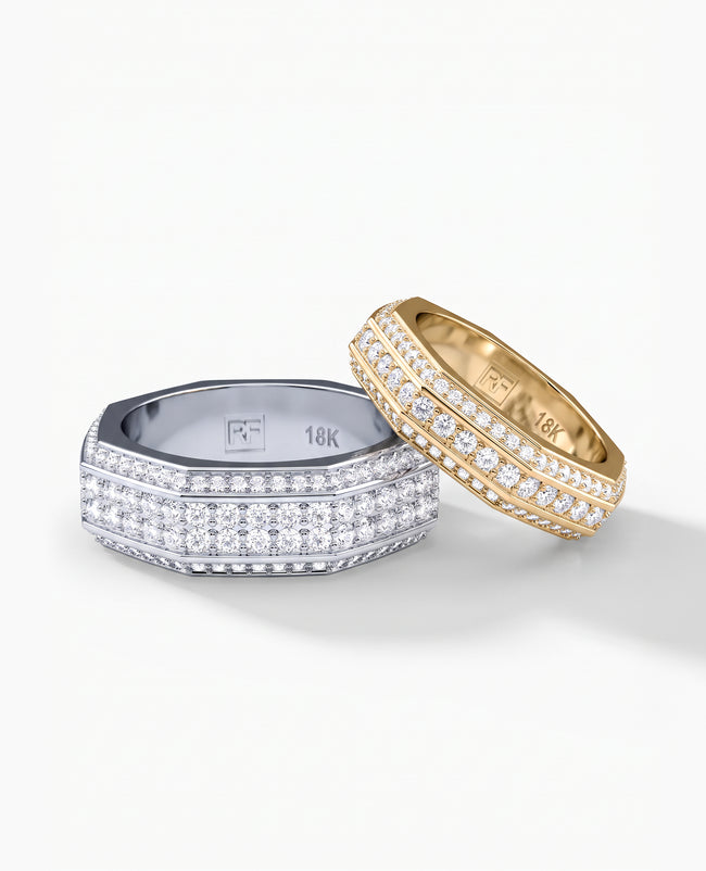 LINCOLN Gold Matching Wedding Band Set with 2.40ct & 1.65ct Diamonds