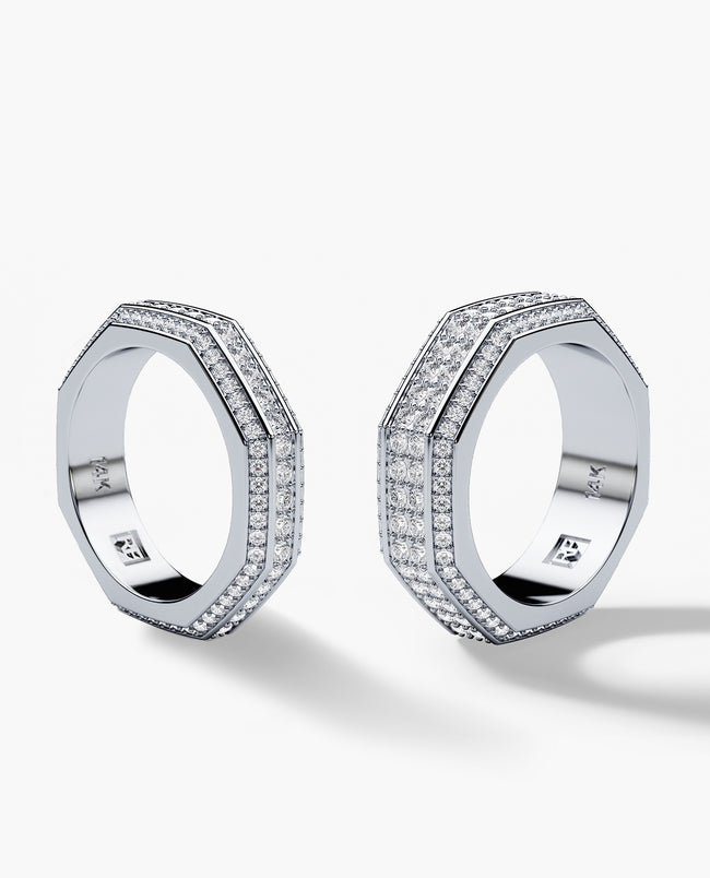 LINCOLN Gold Matching Wedding Band Set with 2.40ct & 1.65ct Diamonds