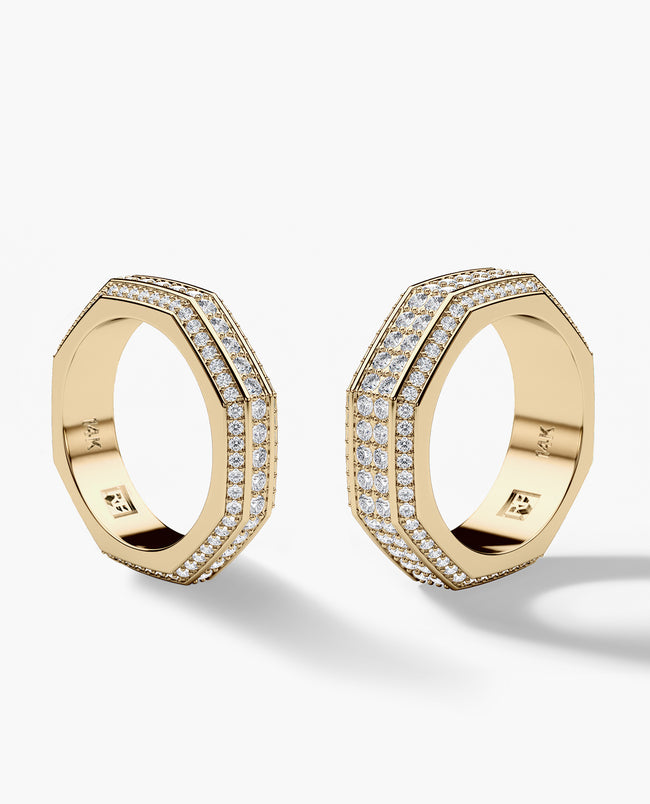 LINCOLN Gold Matching Wedding Band Set with 2.40ct & 1.65ct Diamonds