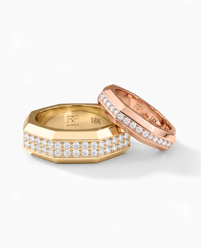 LINCOLN Gold Matching Wedding Band Set with 1.60ct & 0.80ct Diamonds