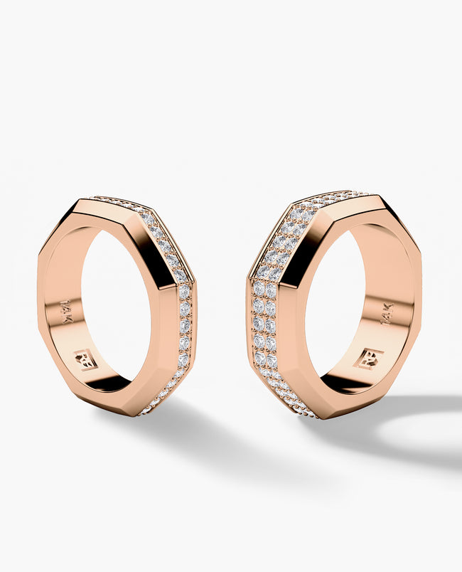 LINCOLN Gold Matching Wedding Band Set with 1.60ct & 0.80ct Diamonds