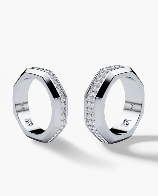 LINCOLN Gold Matching Wedding Band Set with 1.60ct & 0.80ct Diamonds