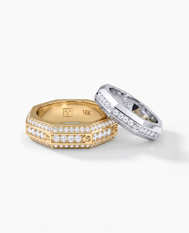 LINCOLN Gold Matching Wedding Band Set with 1.50ct & 0.60ct Diamonds