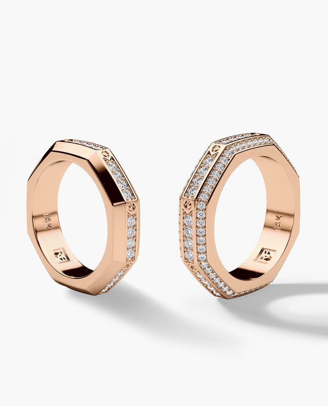 LINCOLN Gold Matching Wedding Band Set with 1.50ct & 0.60ct Diamonds