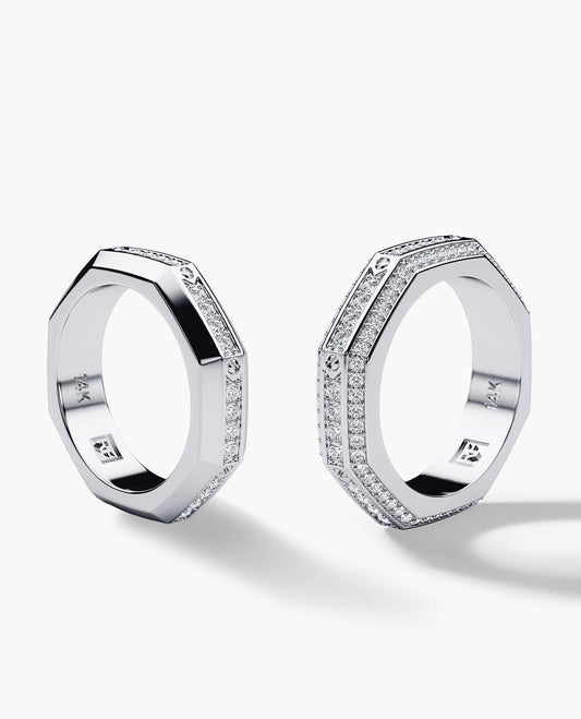 LINCOLN Gold Matching Wedding Band Set with 1.50ct & 0.60ct Diamonds