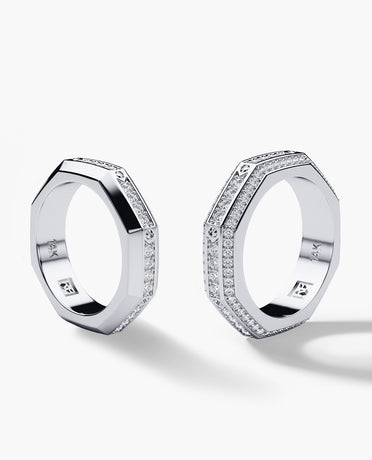 LINCOLN Gold Matching Wedding Band Set with 1.50ct & 0.60ct Diamonds