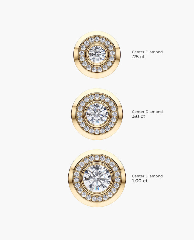 HALO Gold Round Cut Single Stud Earring with 1.35ct Diamonds