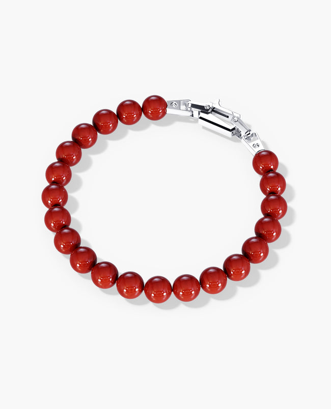 POWER BEADS Bracelet with Gold Lock & Red Coral