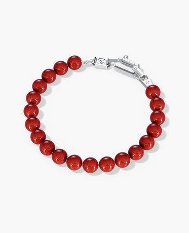 POWER BEADS Bracelet with Silver Lock & Red Coral