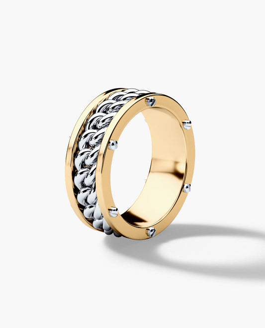 Ready to Ship - KENSINGTON Two Tone Gold Cuban Link Ring
