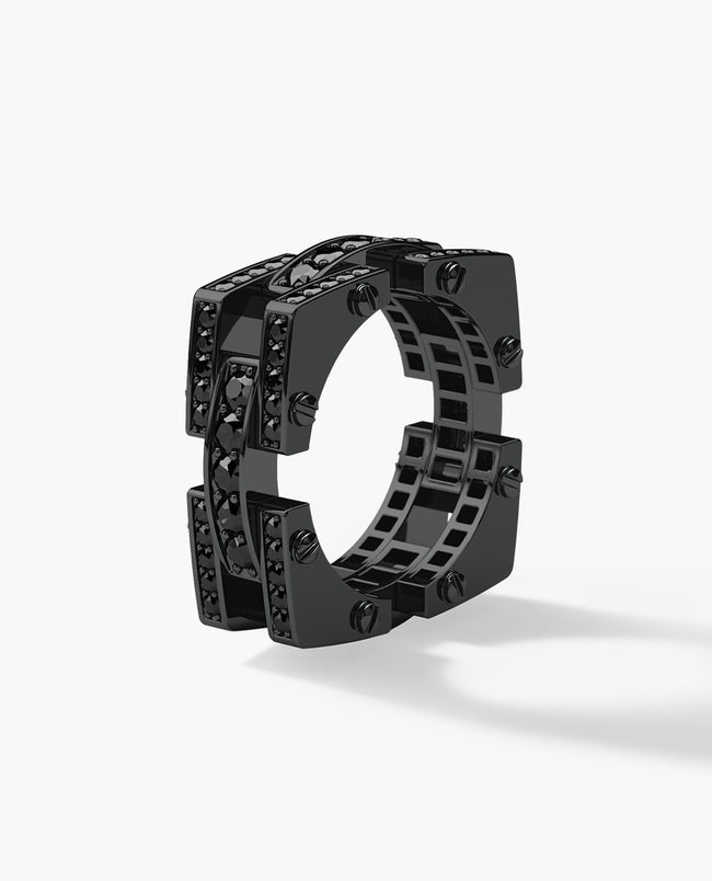 Ready to Ship - BINGHAM 18k EverBlak Gold Square Ring with 2.15ct Black Diamonds