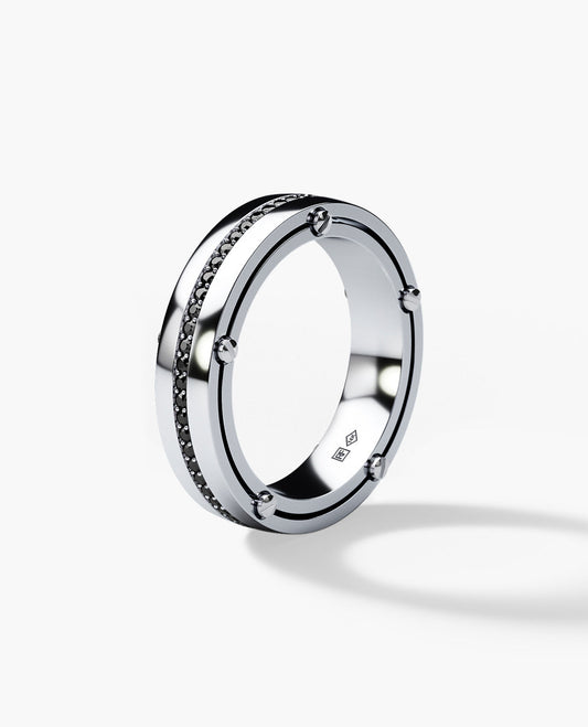 Ready to Ship - FRANKLIN Comfort Fit Gold Ring with 0.50ct Black Diamonds