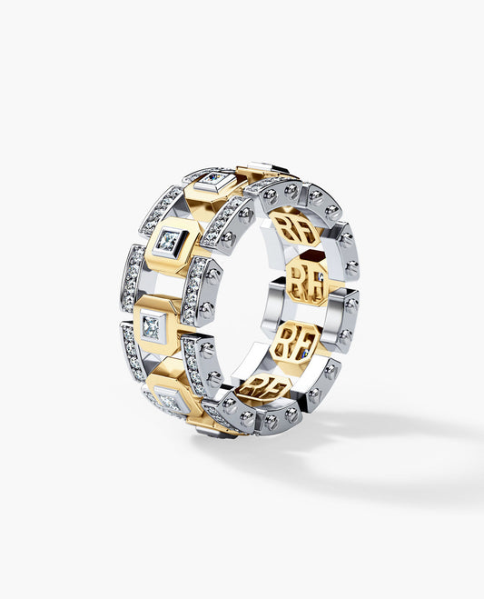 Ready to Ship - LA PAZ 18k White & Yellow Gold Ring with 1.20ct Diamonds