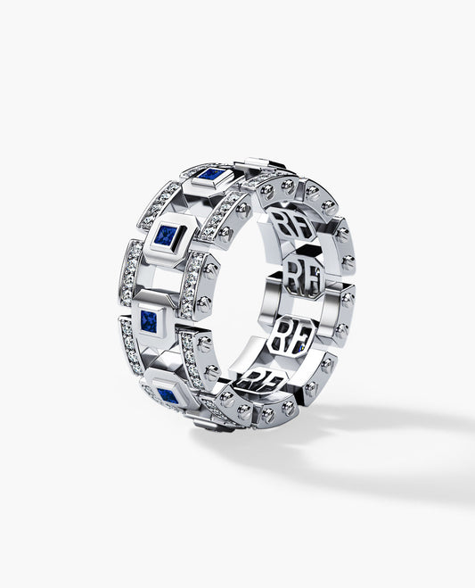 Ready to Ship - LA PAZ Gold Ring with 1.20ct Sapphires and Diamonds