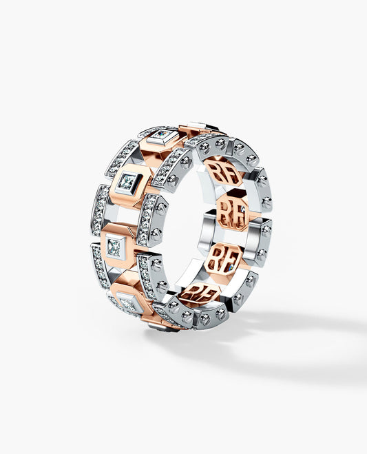 Unique Mens Wedding Band with Diamonds