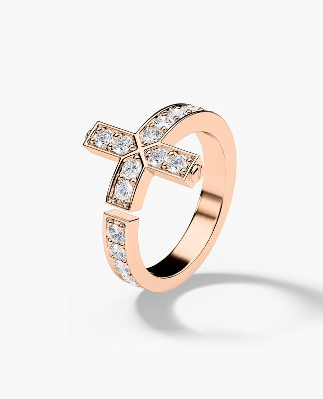 Gold Cross Diamond Ring in 14k 18k Gold Rockford Collection