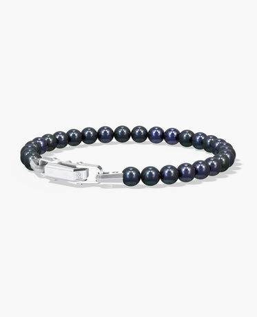 POWER BEADS Bracelet with Silver Lock & Black Pearl