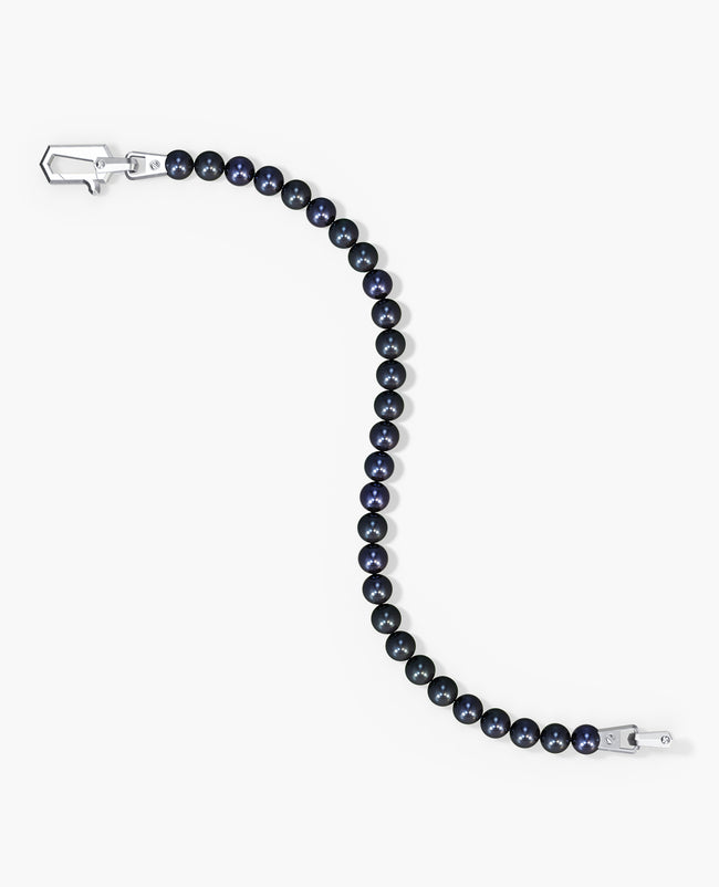 POWER BEADS Bracelet with Silver Lock & Black Pearl
