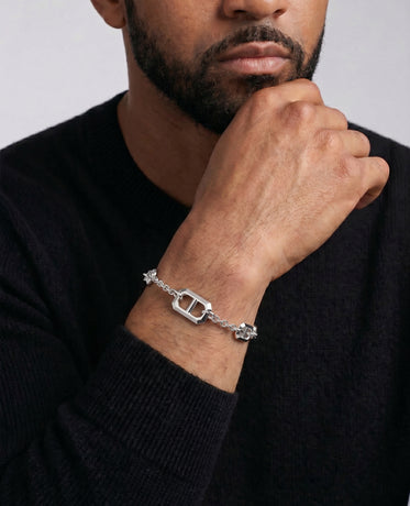 HERCULES Silver Link Bracelet with Toggle Lock