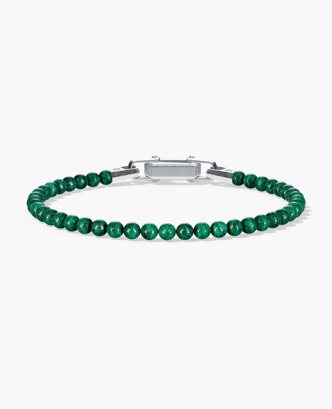POWER BEADS Bracelet with Silver Lock & Malachite